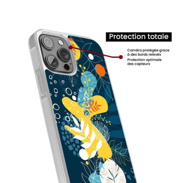 Coque i silikon med förstärkningstryck kompatibel med Apple iPhone 16 Havblommor