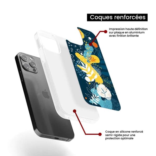 Coque i silikon med förstärkningstryck kompatibel med Apple iPhone 16 Havblommor