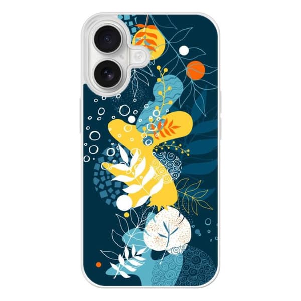 Coque i silikon med förstärkningstryck kompatibel med Apple iPhone 16 Havblommor