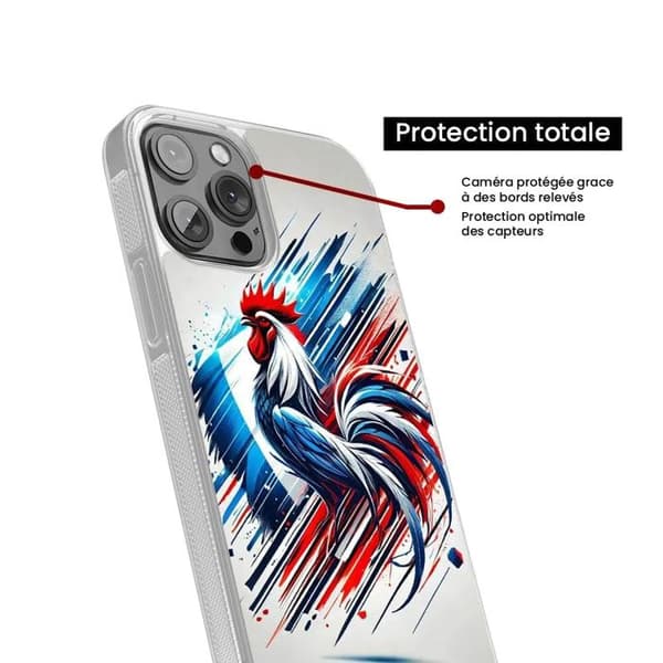 Siliconförstärkt tryckt skal kompatibelt med Apple iPhone 13 Coq Français