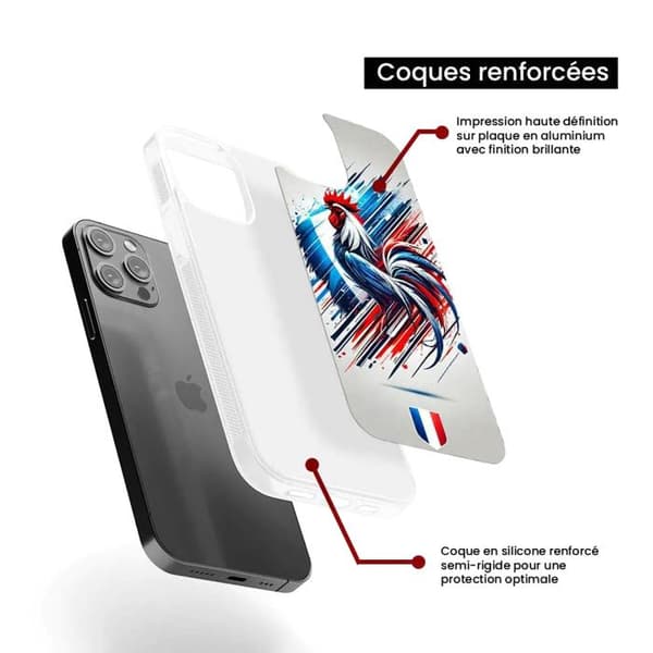 Siliconförstärkt tryckt skal kompatibelt med Apple iPhone 13 Coq Français
