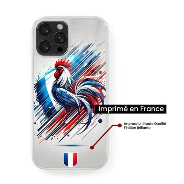 Siliconförstärkt tryckt skal kompatibelt med Apple iPhone 13 Coq Français