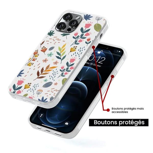 Siliconförstärkt skydd som är kompatibelt med Apple iPhone 15 Plus Färgglada blommor
