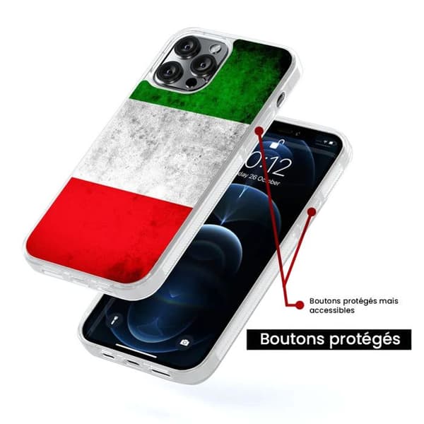 Siliconeförstärkt tryckt skal kompatibel med Samsung Galaxy S23 Italiens flagga