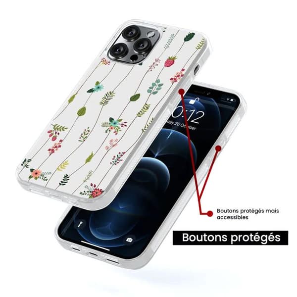 Siliconförstärkt plånbok med tryck kompatibel med Apple iPhone 13 Pro Max Blommotiv