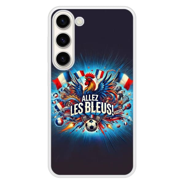 Silikonförstärkt tryckt skal kompatibelt med Samsung Galaxy S23 Heja blåa!