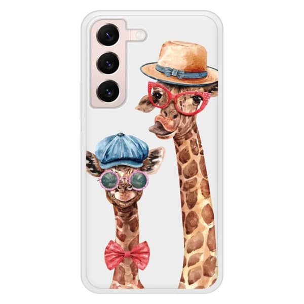 Siliconförstärkt tryckt skal kompatibelt med Samsung Galaxy S22 Rolig Giraff