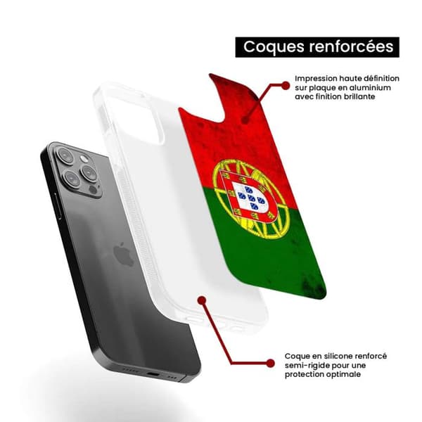 Silikonförstärkt skydd i tryck kompatibel med Samsung Galaxy A05S Portugals flagga