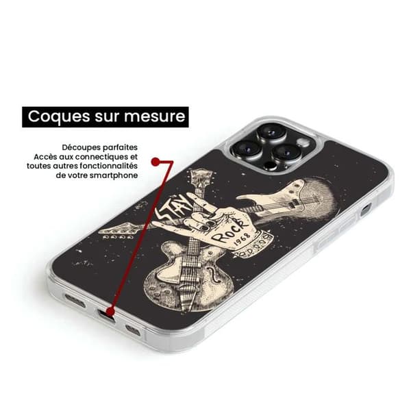 Coque i förstärkt silikon med tryck kompatibel med Samsung Galaxy A15 Stay rock
