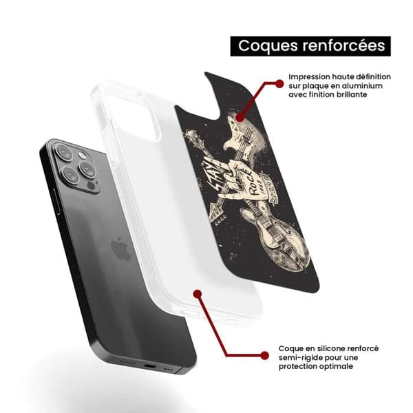 Coque i förstärkt silikon med tryck kompatibel med Samsung Galaxy A15 Stay rock