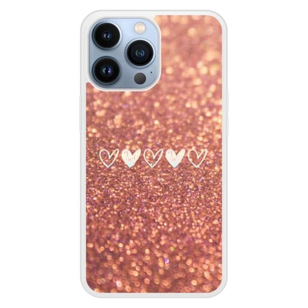 Förstärkt silikonfodral med tryck kompatibelt med Apple iPhone 13 Pro Glitter hjärta