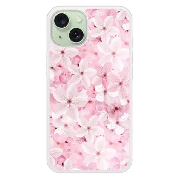 Förstärkt silikonhölje med tryck kompatibelt med Apple iPhone 15 Sakura