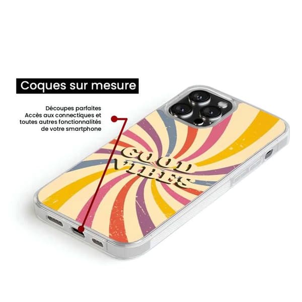 Coque i silikonförstärkt tryckt kompatibel med Apple iPhone 15 Pro Max Good vibes