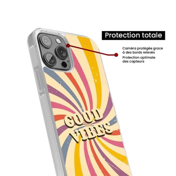 Coque i silikonförstärkt tryckt kompatibel med Apple iPhone 15 Pro Max Good vibes