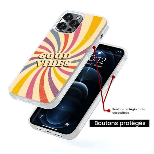 Coque i silikonförstärkt tryckt kompatibel med Apple iPhone 15 Pro Max Good vibes
