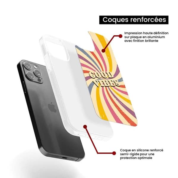 Coque i silikonförstärkt tryckt kompatibel med Apple iPhone 15 Pro Max Good vibes