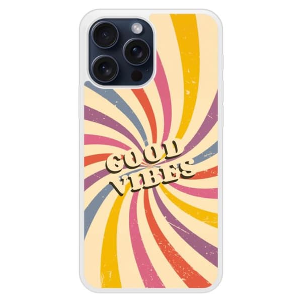 Coque i silikonförstärkt tryckt kompatibel med Apple iPhone 15 Pro Max Good vibes