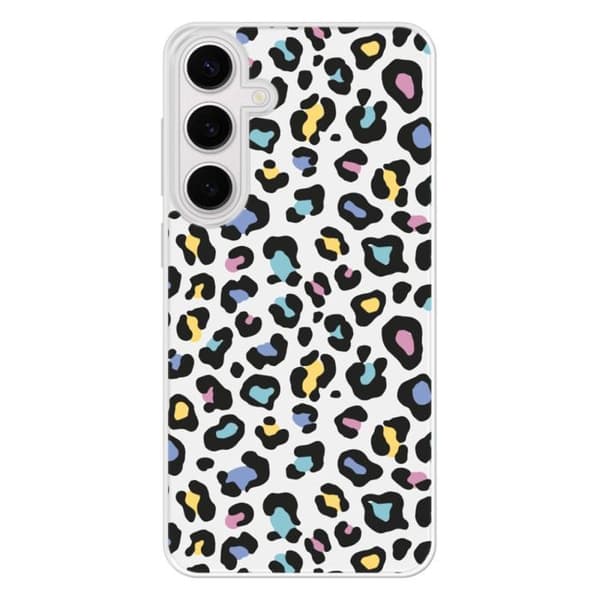 Siliconfodral med förstärkt tryck kompatibel med Samsung Galaxy S24 FE, färgglad leopard