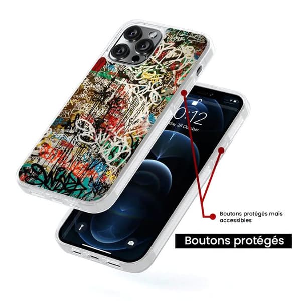 Förstärkt silikonskal med tryck kompatibel med Samsung Galaxy S22 Ultra Graffiti 1