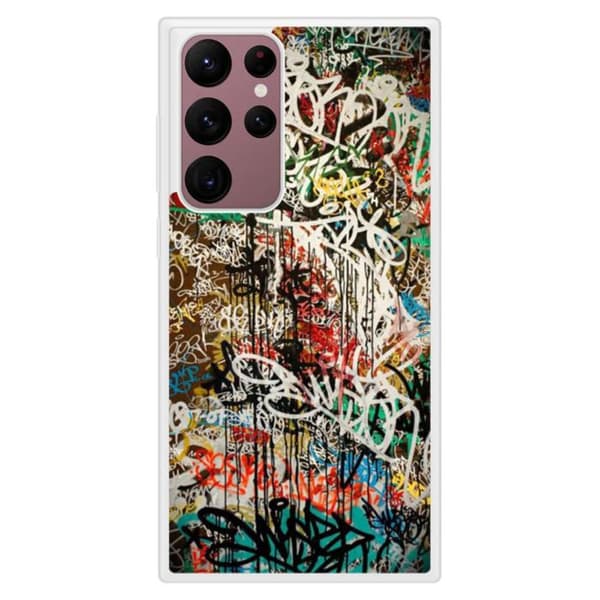 Förstärkt silikonskal med tryck kompatibel med Samsung Galaxy S22 Ultra Graffiti 1