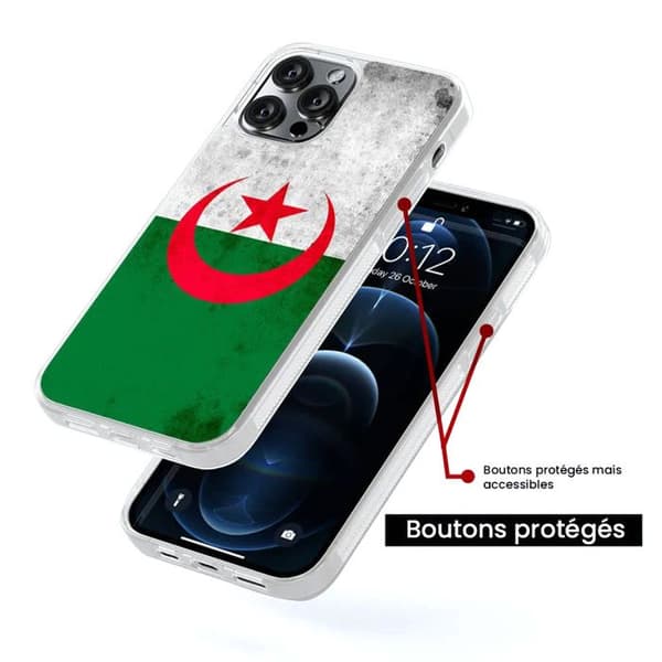 Siliconförstärkt tryckt hölje kompatibelt med Samsung Galaxy S23 Plus Algeriets flagga