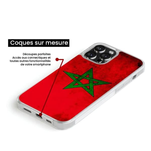 Siliconeförstärkt skal med mönster, kompatibelt med Samsung Galaxy S24 Ultra, Marockos flagga