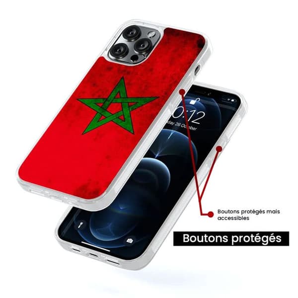 Siliconeförstärkt skal med mönster, kompatibelt med Samsung Galaxy S24 Ultra, Marockos flagga