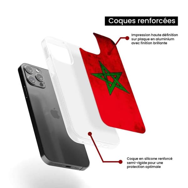 Siliconeförstärkt skal med mönster, kompatibelt med Samsung Galaxy S24 Ultra, Marockos flagga