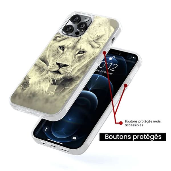 Reinforced silicone skal med tryck kompatibel med Samsung Galaxy S23 Ultra Lionne