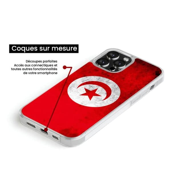 Förstärkt silikonfodral med tryck kompatibelt med Apple iPhone 16 Pro Tunisienflagga