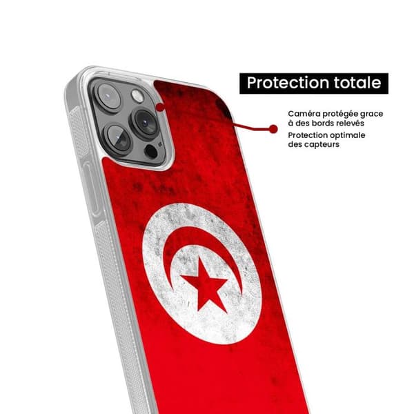 Förstärkt silikonfodral med tryck kompatibelt med Apple iPhone 16 Pro Tunisienflagga