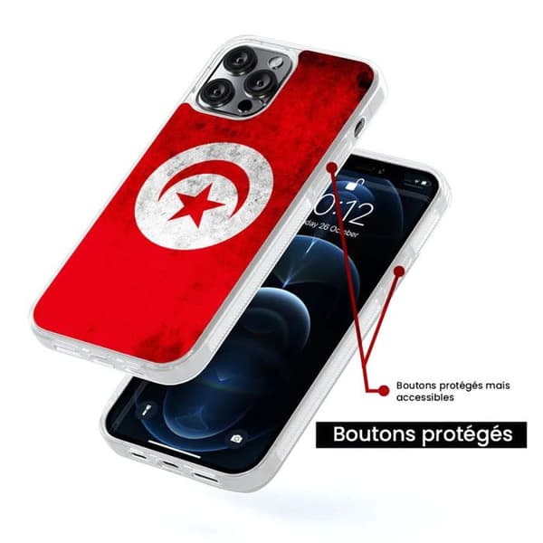 Förstärkt silikonfodral med tryck kompatibelt med Apple iPhone 16 Pro Tunisienflagga