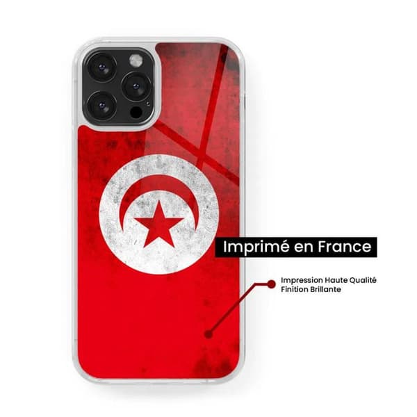 Förstärkt silikonfodral med tryck kompatibelt med Apple iPhone 16 Pro Tunisienflagga