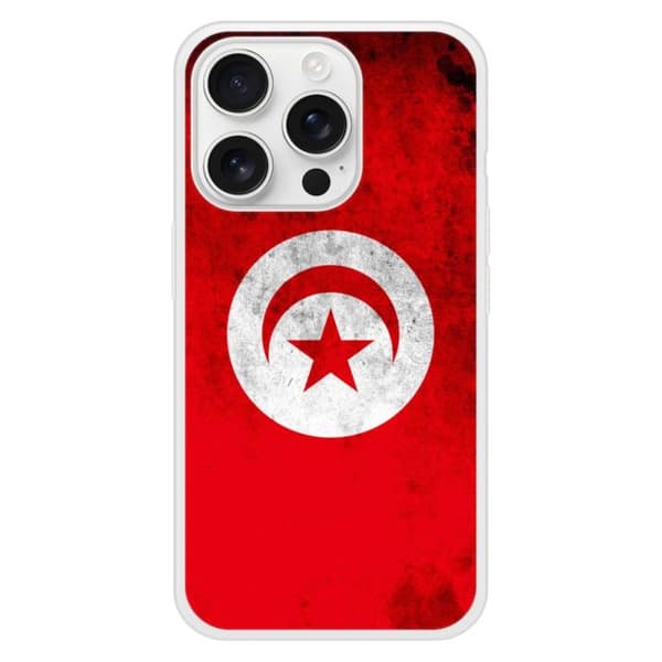 Förstärkt silikonfodral med tryck kompatibelt med Apple iPhone 16 Pro Tunisienflagga