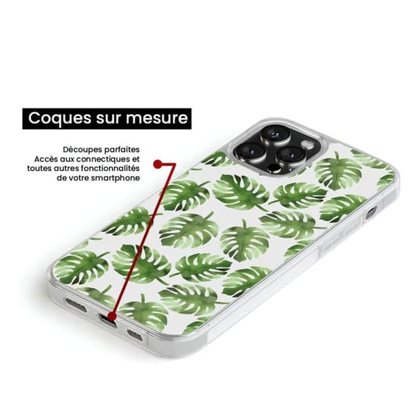 Coque i förstärkt silikon med tryck som är kompatibel med Samsung Galaxy S22 Monstera-blad