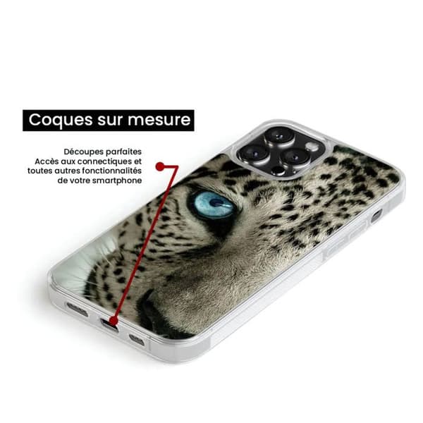 Siliconeförstärkt skal med tryck kompatibel med Apple iPhone 14 Plus Leopardöga