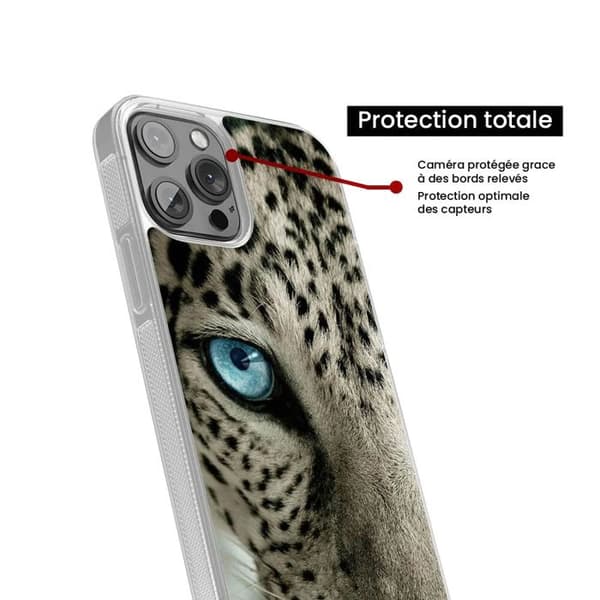 Siliconeförstärkt skal med tryck kompatibel med Apple iPhone 14 Plus Leopardöga