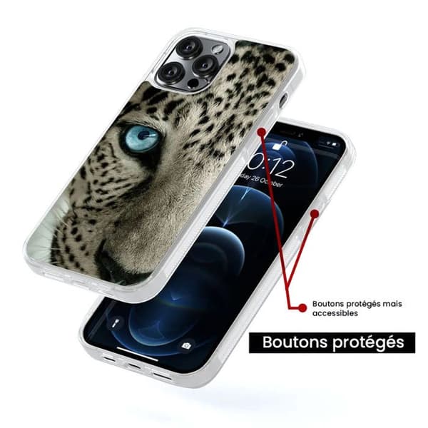 Siliconeförstärkt skal med tryck kompatibel med Apple iPhone 14 Plus Leopardöga
