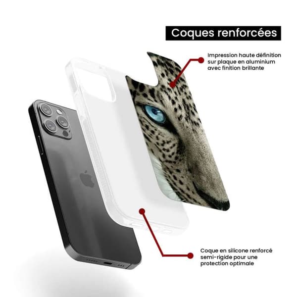 Siliconeförstärkt skal med tryck kompatibel med Apple iPhone 14 Plus Leopardöga