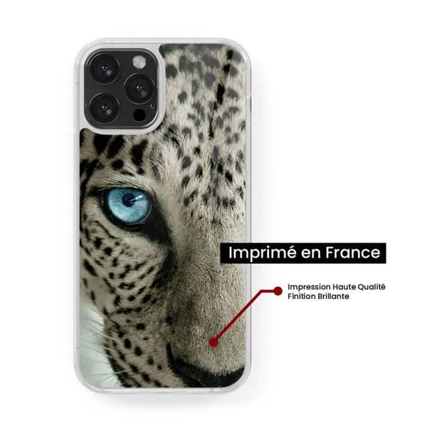 Siliconeförstärkt skal med tryck kompatibel med Apple iPhone 14 Plus Leopardöga