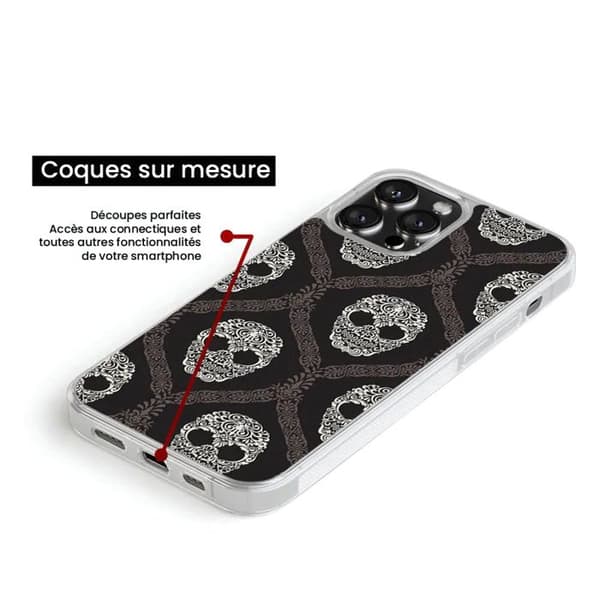 Coque i förstärkt silikon med tryck kompatibel med Samsung Galaxy S24 Ultra Floral skull