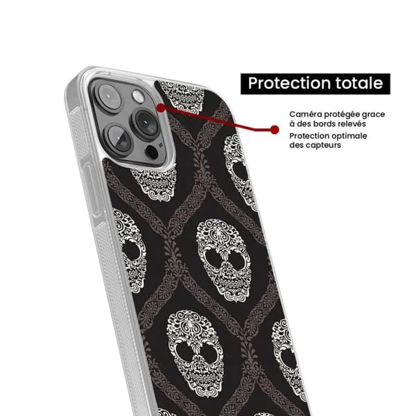 Coque i förstärkt silikon med tryck kompatibel med Samsung Galaxy S24 Ultra Floral skull