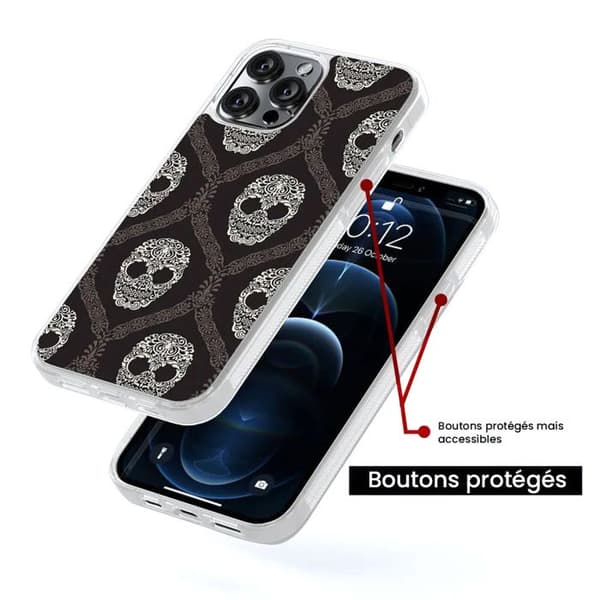 Coque i förstärkt silikon med tryck kompatibel med Samsung Galaxy S24 Ultra Floral skull