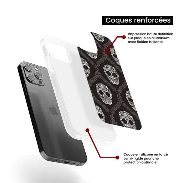 Coque i förstärkt silikon med tryck kompatibel med Samsung Galaxy S24 Ultra Floral skull