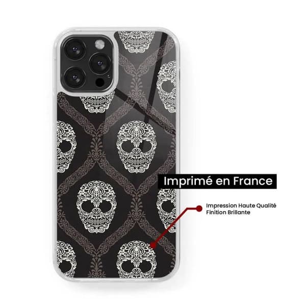 Coque i förstärkt silikon med tryck kompatibel med Samsung Galaxy S24 Ultra Floral skull