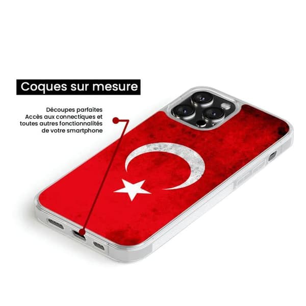 Siliconfodral med förstärkt tryck kompatibel med Samsung Galaxy S24 Ultra Turkiets flagga