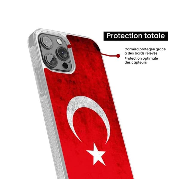 Siliconfodral med förstärkt tryck kompatibel med Samsung Galaxy S24 Ultra Turkiets flagga