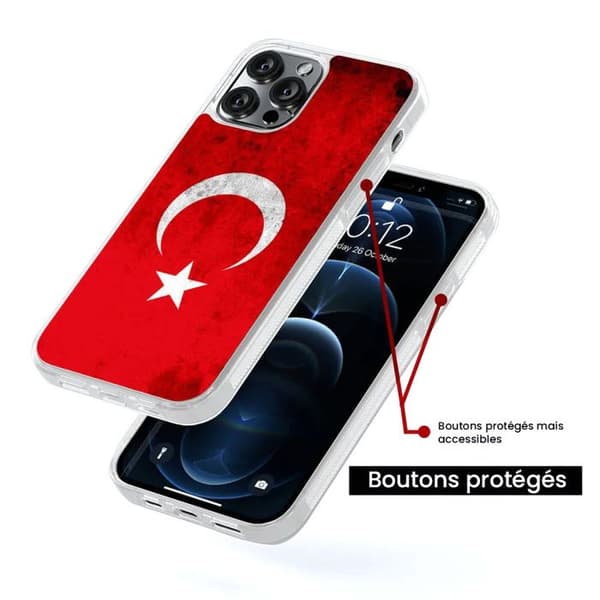 Siliconfodral med förstärkt tryck kompatibel med Samsung Galaxy S24 Ultra Turkiets flagga
