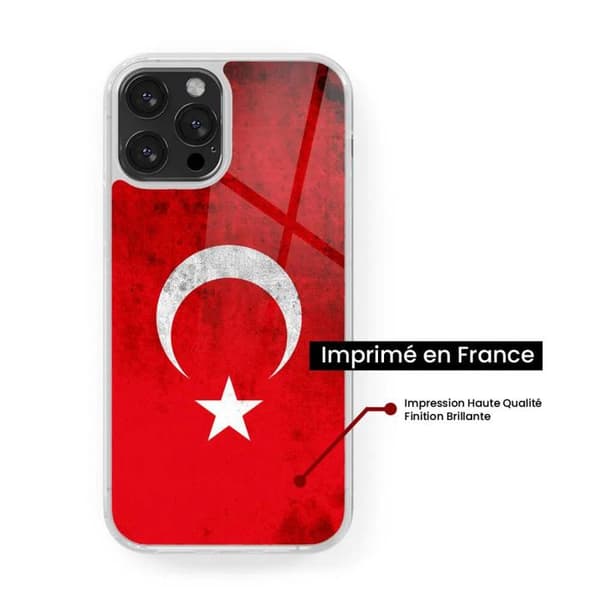 Siliconfodral med förstärkt tryck kompatibel med Samsung Galaxy S24 Ultra Turkiets flagga