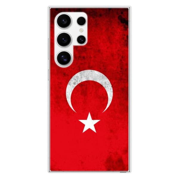 Siliconfodral med förstärkt tryck kompatibel med Samsung Galaxy S24 Ultra Turkiets flagga